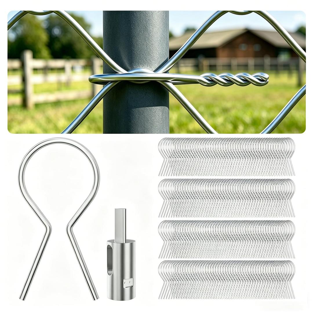 200 Pcs Preformed Galvanized Fence Ties 1-5/8", Wire Fence