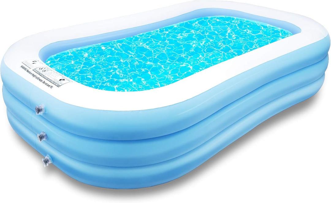 Inflatable Pool for 2 Adults and 4 Kids, Sturdy & Thickened Swimming Pool for Backyard, Blow Up Pool for Ages 3+, 120 x 72 x 22 Inch