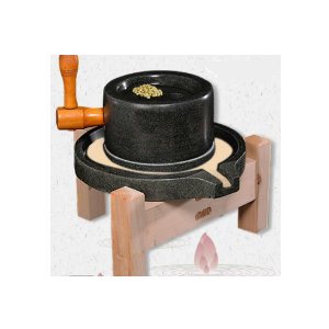 Natural granite grinder, manual grinder, bluestone grinder/powder grinder, dry/wet grinder, nutmeg grinder manual crank, classic grain grinder, small natural stone decoration. (Black)