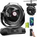 Sireck 40000mAh Battery Powered Camping Fan,12-Inch Portable Personal Fan with Remote,LED Lantern, 6 Speeds,Timer,Auto Oscillation,Digital Display Cordless Tent Fan (Black)
