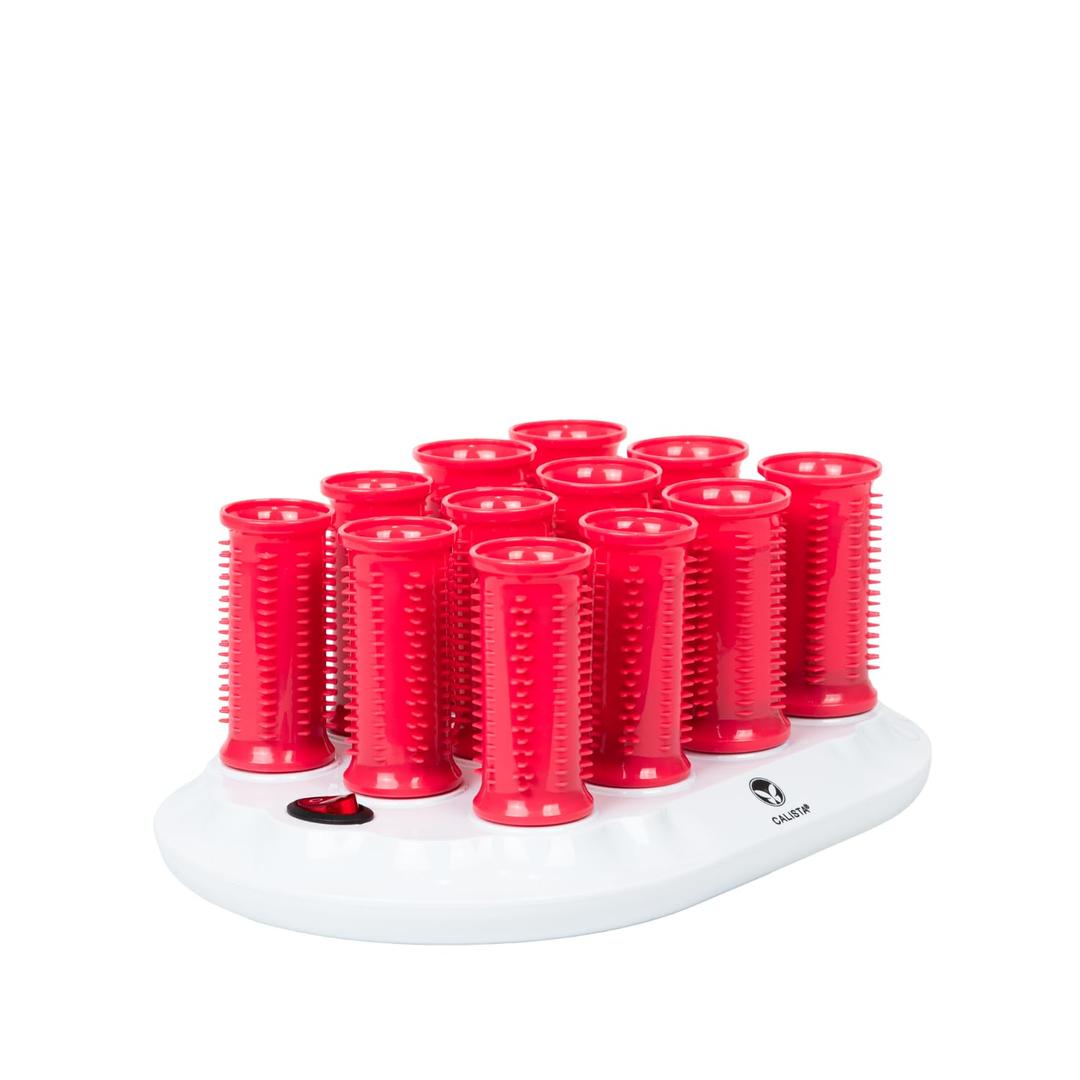 CALISTA Ion Hot Rollers for Short Hair | Hair Roller Clips Included | Heats to 230F | Dual Voltage | Add Hands-Free Curls, Waves, and Volume (Pink Verbena, Short - 12)