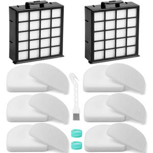 AZ4002 AZ4000 AZ4002W HEPA Filter Replacement Compatible with Shark POWERDETECT Upright Vacuum Cleaner and Shark Powered Lift-Away Heavy Duty Vacuum Suction, 6 Foam, 6 Felt, 2 HEPA, 2 Odor Cartridge