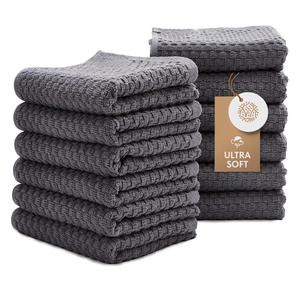 Wealuxe Super Absorbent Kitchen Towels 12 Pack - Premium 100% Cotton Kitchen Towels, 450GSM Thick Machine Washable Gray Dish Towels for Kitchen Drying, Cleaning, Dobby Weave, Unmatched Quality