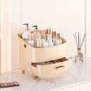 Makeup Organizer Countertop Vanity with Drawers Cosmetic Skincare Bathroom Storage Gift for Women Teens Girls (Beige)