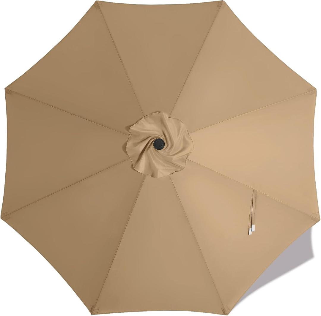 MASTERCANOPY Patio Umbrella 9 ft Replacement Canopy for 8 Ribs-Khaki Canopy Only