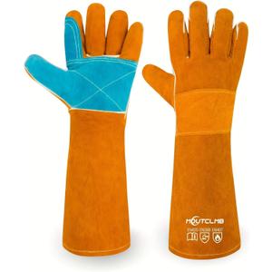 17.7In Cat Gloves, Animal Handling Gloves Bite Proof with Double Leather Pet Grooming for Cats & Dogs (Small)