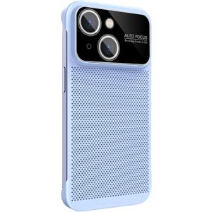 Losin Heat Dissipation Phone Case for iPhone 13 with Window Glass Camera Lens Protection Frameless Breathable Cooling Hollow Design Slim Borderless Shockproof Cover for Women and Men, Blue