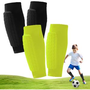 2 Pairs Soccer Shin Guards, Shin Guards Soccer Kids Youth Adult Calf Compression Sleeve with Honeycomb Pads Lightweight Calf Protective Gear for Football & Baseball Boxing MTB for Boys, Girls, Size: Medium