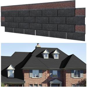 7 Pack 39'' X13'' Double Layer Asphalt Roof Shingles for Home 3-tab Roofing Shingles Tile Repairing Self Adhesive Shed Decor for Outdoor Garage Pet House Cover 10.7 Square Feet(Black)