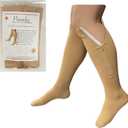 Closed Toe 15-20 mmHg Zipper Moderate Compression Leg Circulation Socks (Beige, S/M)
