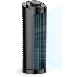 Grelife Tower Fan with Remote Control, Fast Cooling Desktop Fan, 90 Oscillation, 3 Speeds, 3 Wind Modes, Touch Screen, Auto Timer, Ideal for Home, Office Bedroom (20inches)