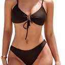 Bavace Womens Bikini Set Swimsuit Two Piece Tie String Front Sexy Thong Bathing Suit Swimwear, Size M