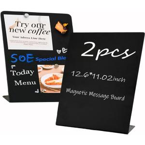 2 Pack Magnetic Board for Desk, Large 12.72x11.02 Inch Metal Bulletin Board with Stand, Portable Dry Erase Whiteboard for Wall & Tabletop, Message Center for Home Office Kitchen School (Not Magnets)