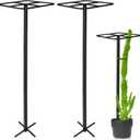 2 Pcs Heavy Duty Dragon Fruit Trellis 12"x12"x50", Adjustable Metal Dragon Plant Support Stand, Durable Vertical Trellis for Climbing Plants, No-Hammer Assembly for Outdoor Garden(Square)