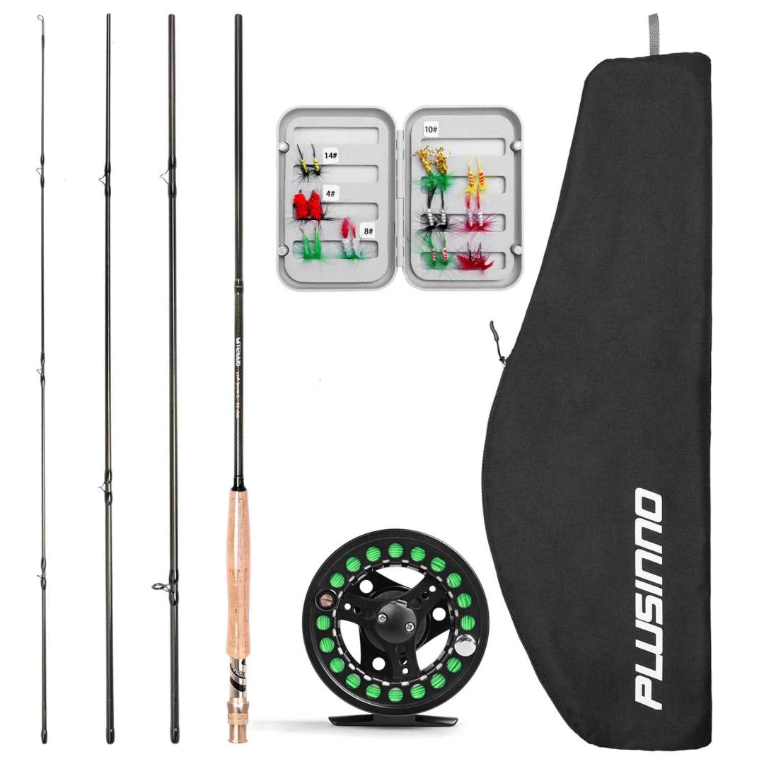 PLUSINNO Fly Fishing Rod and Reel Combo Kit, Fly Fishing Rod for Starters
4 Piece Lightweight Ultra-Portable Graphite 5 Wt -9' Fly Rod, 5/6 Reel, Complete Starter Package with Carrying Bag