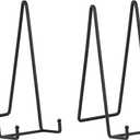 Large Plate Holder Display Stand - 12 inch Super Tall Big Plate Stands for Heavy Duty Display - Metal Picture Frame Stand - Tabletop Easel Stand for Decorative Platter | Plaque | Book - 2 Pack - Black
