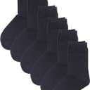 COTTON DAY Unisex Little Kids Youth Boys Girls Soft Cotton Crew Dress Socks Seamless Toe Black White Gray Navy 6 Pack, X-Large