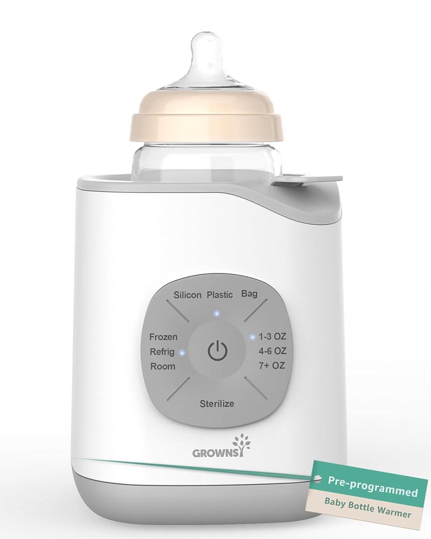 GROWNSY Bottle Warmer, Baby Bottle Warmer Fast for Breastmilk & Formula, Accurate Temperature Control, Milk Warmer for All Bottles with Thaw, Sterilizing, Keep Warm, Heat Food (Grey)
