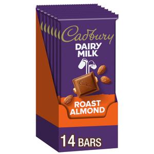 CADBURY DAIRY MILK Roast Almond Milk Chocolate Candy Bars, 3.5 oz (14 Count) Best By Feb 2026