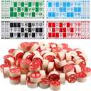 Russian Lotto Board Games Family Bingo Board Game Set of 48 Bingo Cards and 90 Wooden Chess, Great for Adults Kids Family Game Night, Halloween, School Classroom Activity, Parites