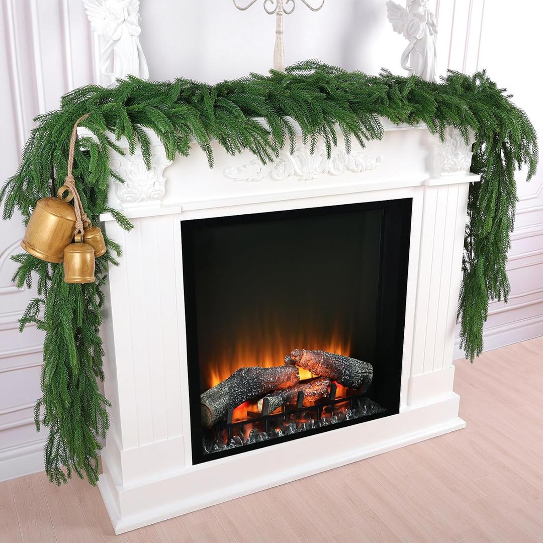 4 Pcs 9 Ft Artificial Norfolk Pine Garlands, Realistic Christmas Pine Garland Faux Winter Greenery for Holiday Table Centerpiece, Mantel, Wall, Indoor, Outdoor Christmas Decor (4 Pack, 9 Ft)