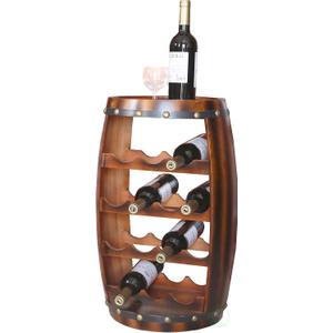 Wooden Barrel Shaped 14 Bottle Wine Rack