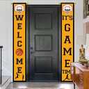 2 x Basketball Party Supplies Hanging Porch Sign - Sport/Basketball Birthday Party Decorations Favors Indoor Outdoor Welcome Banner Door Signs