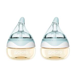 Breast Milk Baby Bottles for Newborn Baby PPSU Anti Colic Infant Bottles Wide Neck Breast-Like Nipple Slow Flow Breastfeeding Toddler Bottles-2pack (2.5oz/pc Blue)