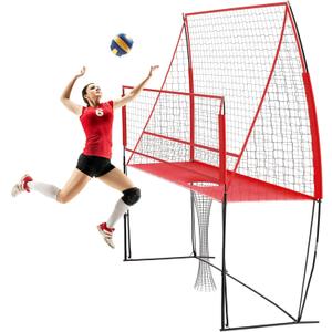 Volleyball Training Net, 8 X 11 Ft Adjustable Volleyball Net for Backyard, Volleyball Training Equipment Net for Indoor Outdoor (Red)
