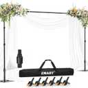 EMART Backdrop Stand,10x7ft(WxH) Adjustable Photo Background Stand with Upgrade Rod,Heavy Duty Flat Base,Metal Pipe and Drape Frame for Wedding,Birthday Party,Decorations,Photography Studio