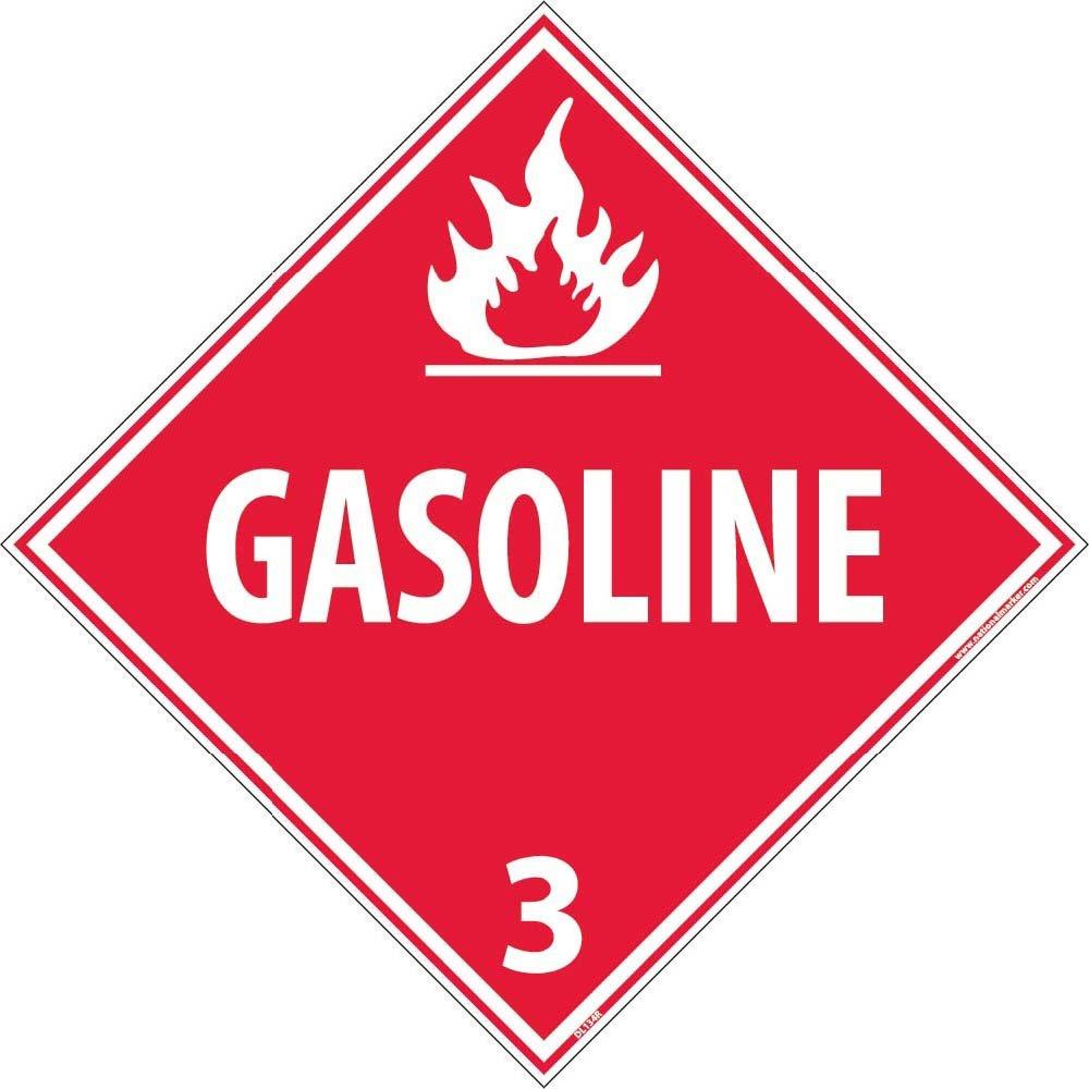 NMC DL134R National Marker Dot Placard Gasoline Sign 3, 10.75 Inches x 10.75 Inches, Rigid Plastic