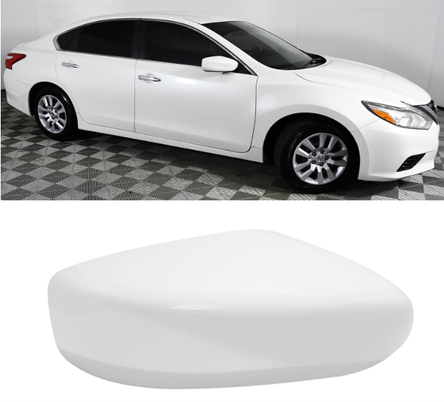 Moonlinks Compatible with Nissan Altima 2013 2014 2015 2016 2017 2018 Mirror Cover Replacement, White Mirror Cap Trim Without Turn Signal Light for Left Driver Side