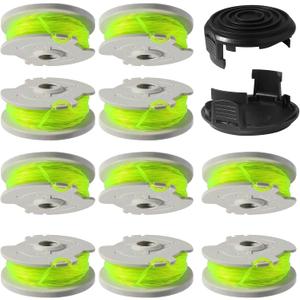 WA0014 Replacement Spool Compatible with Worx WG168 WG184 WG191 WG190 Cordless String Trimmers Replacement Spool Line 20ft 0.080" and WA0037 Cap Covers 18 Pack -10Spools + 2Cap