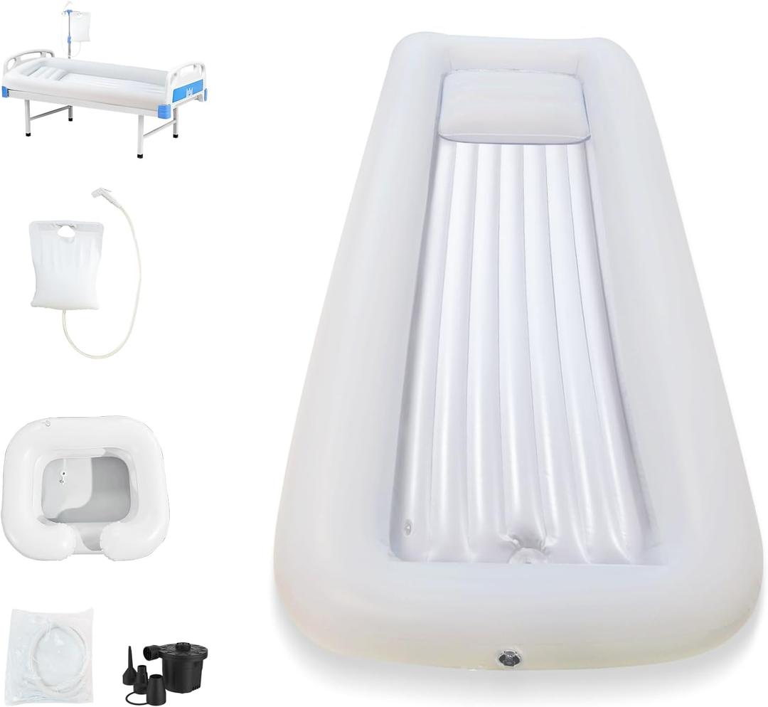 SMLXLXX,Bedside Shower Bath Kit,Inflatable Bed Bath,Medical grade PVC Bedside Shower Bathtub Kit,Bed Baths for the Disabled,Suitable for Disabled People, Elderly Pregnant Women, Etcsingle layer