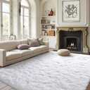 FinRèc White Rugs for Bedroom Living Room, 4x6 Feet Fluffy Shaggy Area Rug, Non-Slip Soft Shag Rug for Nursery Kids Room Dorm Room Home Decor, Indoor Plush Floor Carpet