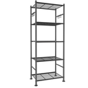 Sakugi Storage Shelves - 5-Tier Large Capacity Shelf Organizer with Hooks, Heavy-Duty Garage Shelving with Leveling Feet, Wobble-Free Rack for Bedroom, Balcony, Garage, 18.1"×12.4"×56.8", Black