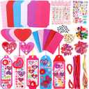 Valentine's Day Gifts for Kids - 401 PCS Valentine's Day Cards Craft Kit DIY Bookmarks Set, Valentine Craft Kits With Assorted Hearts Stickers Valentines Favors for Kids Classroom Gifts Exchange