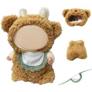 2 x 17cm Doll Clothes, Clothes for Dolls Outfit, Accessories for Dolls Clothes, Cute Clothes Set for Doll,No Doll Included(Khaki)