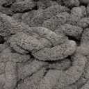 Adyrescia Chunky Knit Blanket Throw | 100% Hand Knit with Jumbo Chenille Yarn (40"x50", Raven Black)