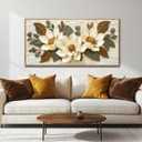 Large Canvas Abstract Wall Art for Living Room Restaurant Depiction Golden Flowers Painting Wall Decor for Bedroom Office Decor Printing Artwork Pictures Home Decor 30x60 in Wood Frame