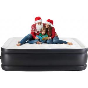 Simple Deluxe Camping Air Mattress with Built-in Electric High-Speed Pump, Blow Up Inflatable Airbed with Carrying Bag for Home Guests & Travel, Waterproof Foldable Portable (Queen-18'' height)