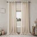 Beige Tan Linen Curtains 84 Inch Length 2 Panel for Bedroom Grommet Burlap Flax Linen Drape Semi Sheer Light Filtering Privacy Neutral Rustic Farmhouse Window Curtain 84 Inches Long for Living Room