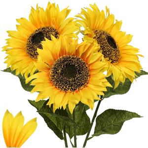Large Sunflowers Artificial Flowers 8" Full Bloom Long Stem Artificial Sunflower 33" Tall Sun Flowers Giant Silk Sunflowers with Stem Fake Sunflower Floral Arrangement for Home Wedding Decoration