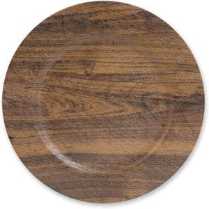JEVERGN Faux Wood Charger Plates Set of 40, 13-Inch Rustic Farmhouse Plastic Round Decorative Service Plates for Dinner Plates, Table Decor for Wedding, Thanksgiving, Christmas & Fall Parties