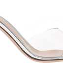 Women'S Clear Pointed Open Toe Stiletto Heel Slide Sandals Fashion Sexy Slip On Transparent Strap High Heels Mules Summer Backless Party Wedding Prom Dress Shoes (Silver) size 42