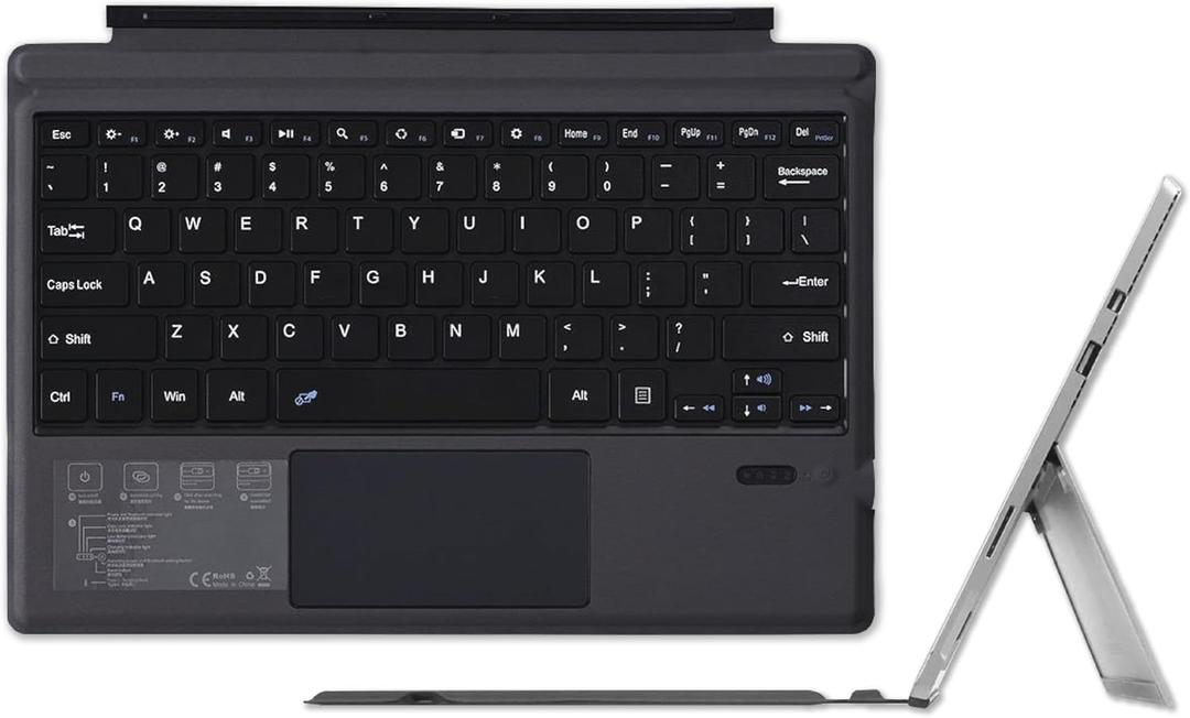 Keyboard Replacement Type Cover Trackpad Mouse for Microsoft Surface Pro 7+ 7 Pro 6 Pro 5 Pro 4 Pro 3 Ergonomic Portable Slim Wireless Bluetooth Rechargeable (Black)