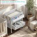 BOLUO Baby Changing Table with 4 Drawers, Waterproof Diaper Changing Station with Storage, Adjustable Height Baby Changing Station for Mobile Nursery Grey