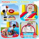 Bounce House for Kids 3-6, with Slide & Ball Pit & Hoop, 5-in-1 Small Indoor Outdoor Inflatable Bouncy Castle, Toddler Jump House for Backyard Family Home Birthday Party, Includes 370W Blower