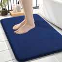 OLANLY Thick Memory Foam Bath Mat Rug 24x16, Extra Soft Absorbent Bathroom Rug, Quick Dry Bath Mats, Non-Slip, Machine Washable Carpet for Bathroom, Tub and Shower, Home Decor Accessories, Navy
