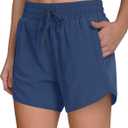 Women's 5" Running Shorts Quick Dry Sporty Athletic Gym Workout Shorts with Zipper Pockets Liner (Blue, S)